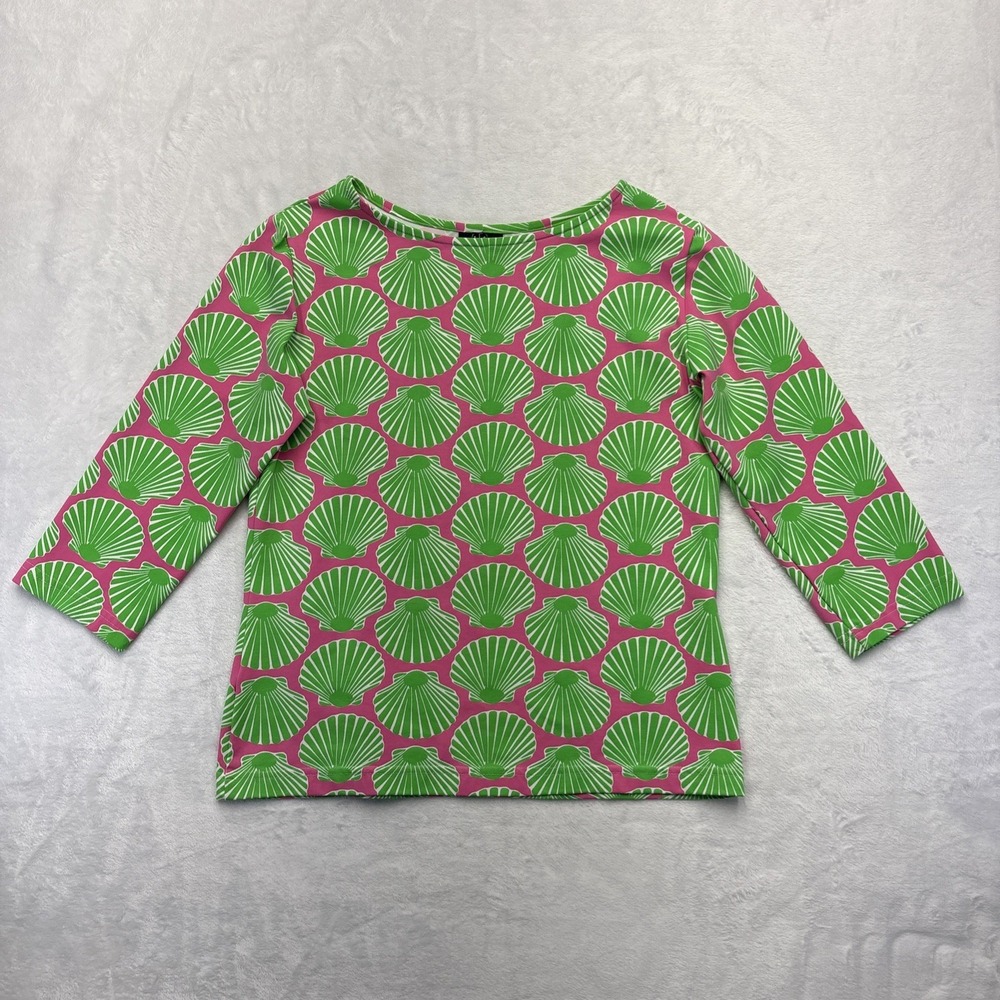 Sailor Sailor Just Madras Scallop Shell Print Top M Preppy Coastal Grandma